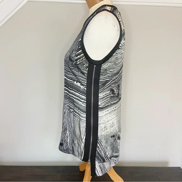 Helmut Lang Method Print Abstract Silk Satin Sleeveless Side Zipper Blouse Small - Picture 6 of 13